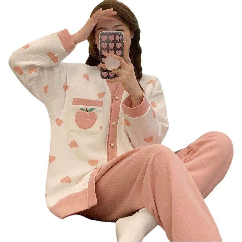 5XL плюс удобрение увеличение беременных женщин воздушный хлопок пижама новая зимняя сэндвич Луна одежда костюм для грудного вскармливания