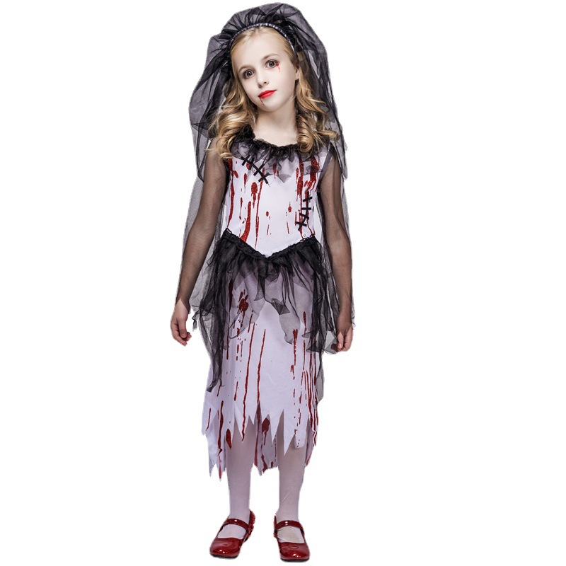 Halloween horror manchado de sangre niña fantasma vestido novia Cosplay etapa juego partido distribución al por mayor