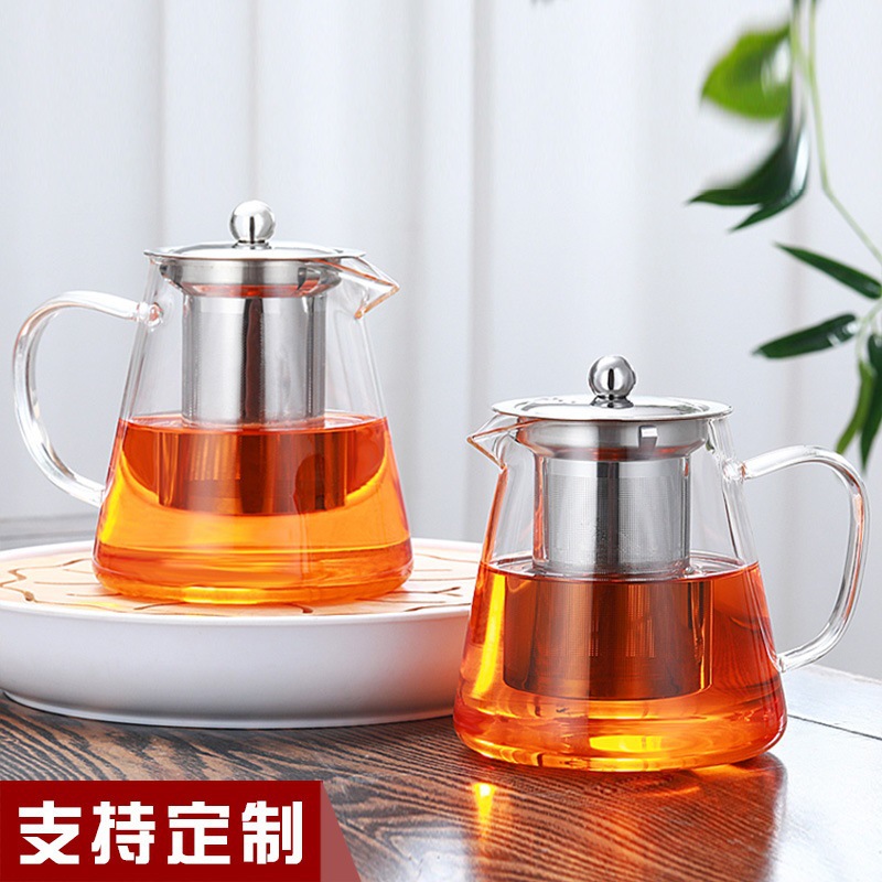 Tetera de vidrio juego de té de filtro de acero inoxidable tetera de vidrio de borosilicato recta olla de fugas de acero de gran capacidad olla Triángulo