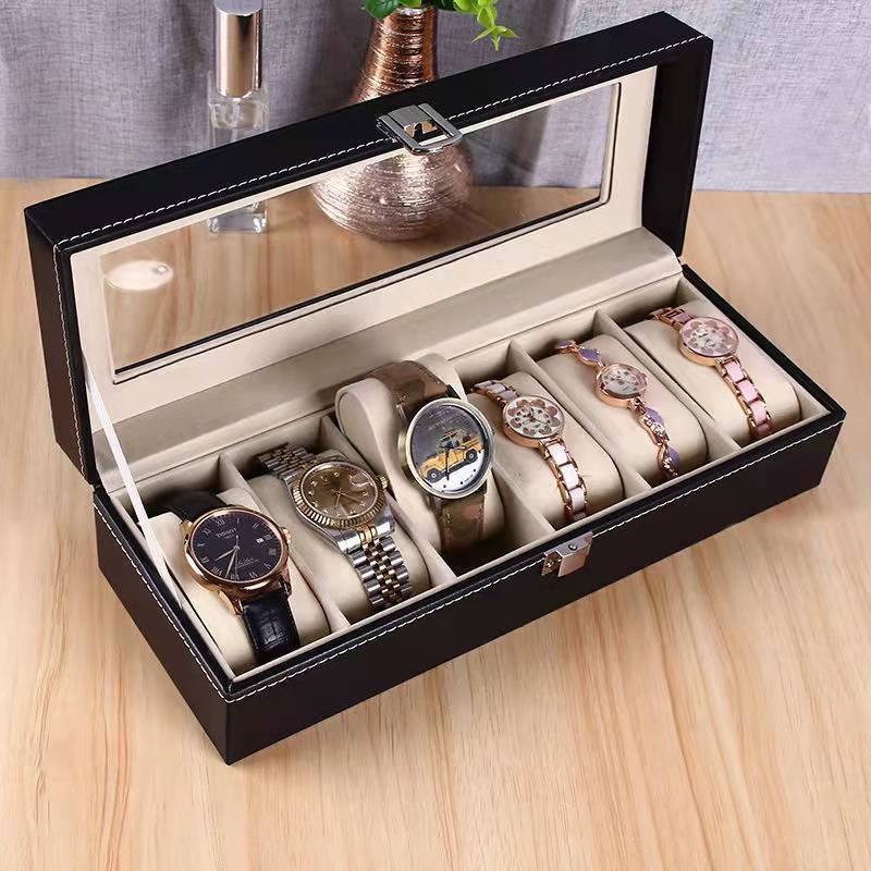 Watch Storage Box with Window, Leather Jewelry Box, Watch Glasses, Watch Packaging and Organization Box, Bracelet Tray, Watch Box Storage