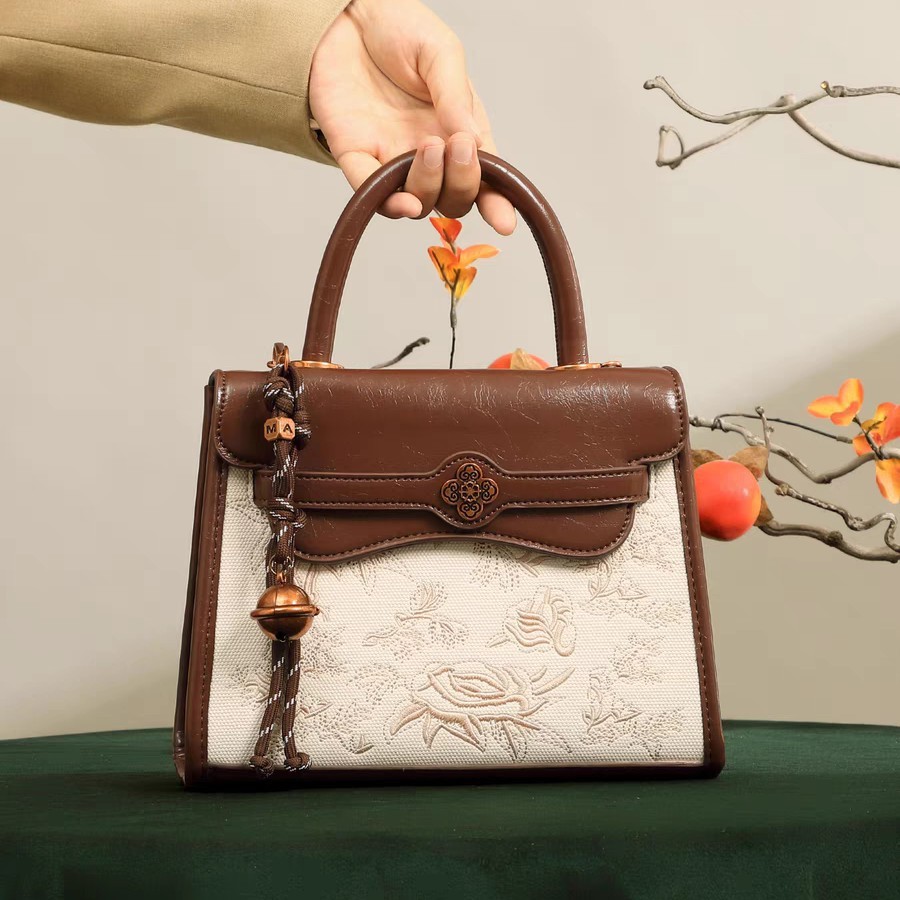 跨境上班包故宫文化系列质感盼江南小方包国风手提包女单肩斜挎包