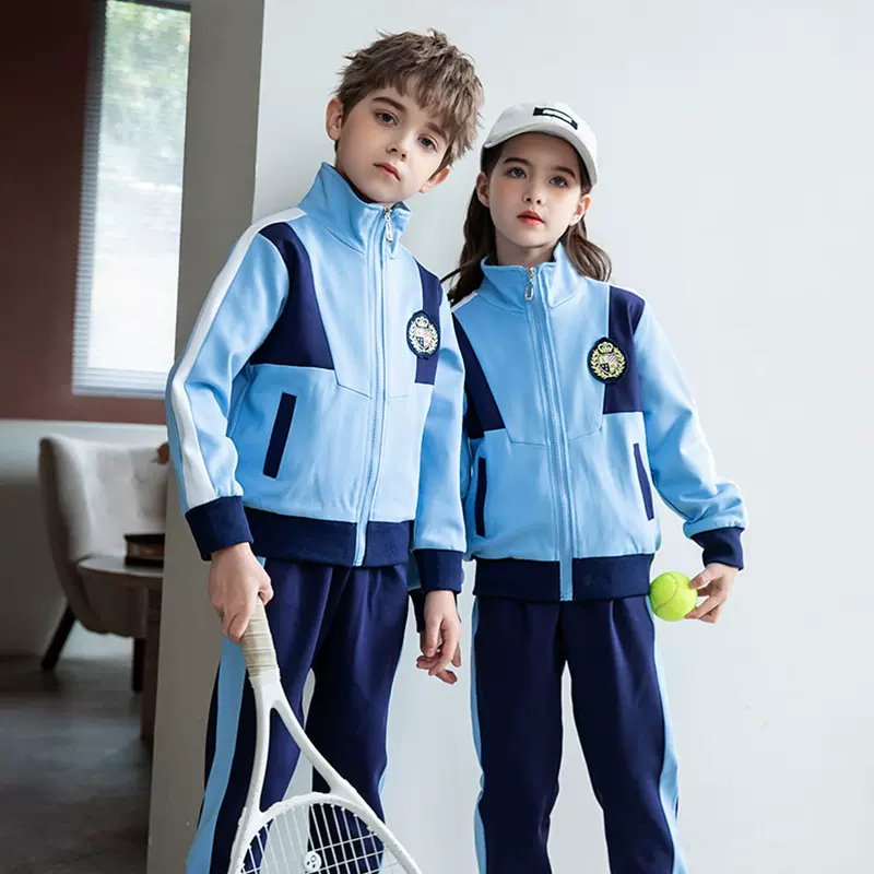 园服春秋装蓝色比赛运动会一年级班服儿童英伦风校服运动风学院风