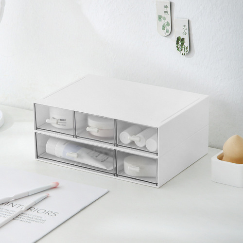 Multi-compartment Desktop Storage Box Jewelry Tape Miscellaneous Stationery Organizer Student Dorm Drawer-style Storage Box St stackable