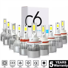 跨境专供C6汽车LED大灯h4车灯改装36W9005 9006 H11 H7 COB