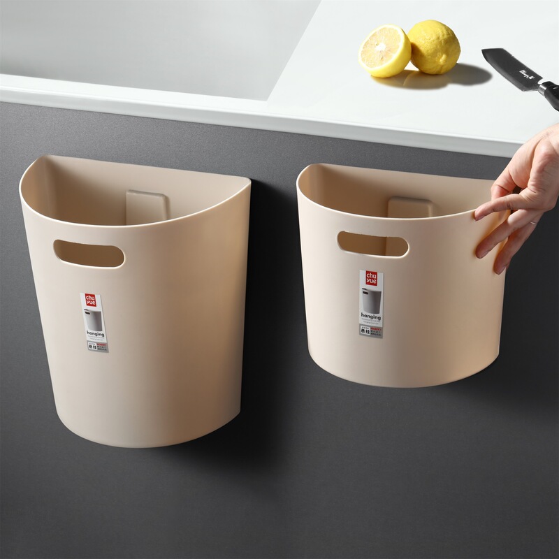 Customized Plastic Trash Can Kitchen Kitchen Waste No Punching Wall-Mounted Semi-Circle Trash Can Bathroom Trash Can