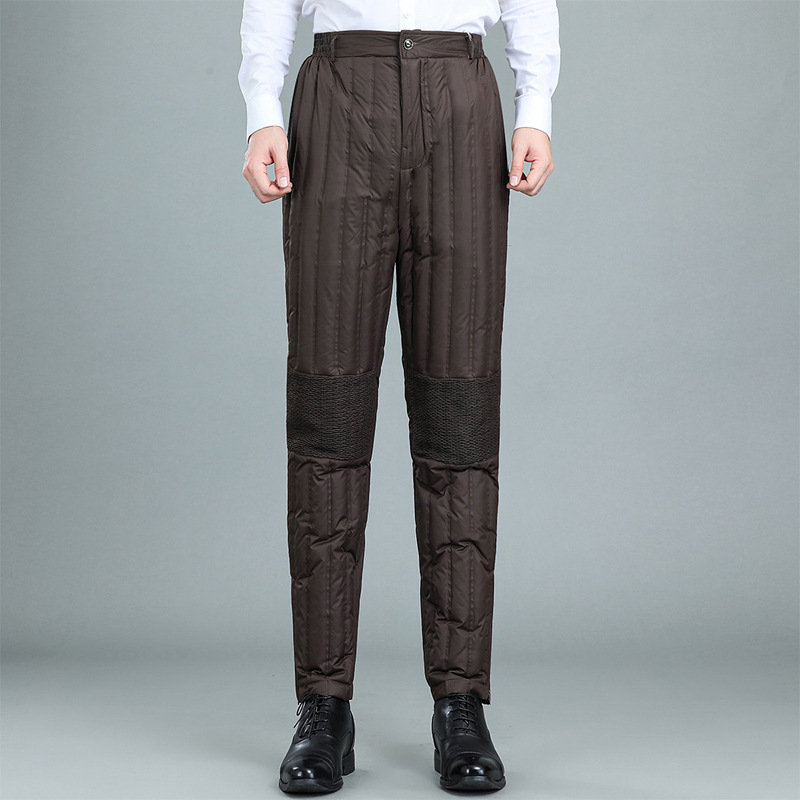 Men's Thickened down Pants 2025 Winter New Men's Pants Middle-Aged Casual Comfortable Warm Knee Protection 90 down Long Pants