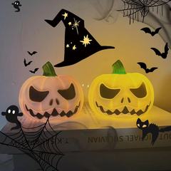 Halloween pumpkin skeleton head scene decoration funny glowing night light LED ornament props night light enameled