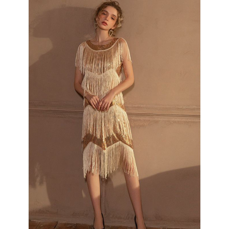 European and American New Wedding Bridesmaid Dress Sexy Night Shop Sequins Dancing Dress Host Amazon