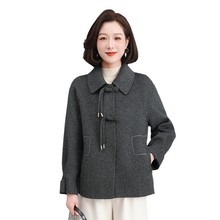 小个子中年妈妈羊毛呢子外套中老年毛呢羊毛双面绒大衣女短款冬装