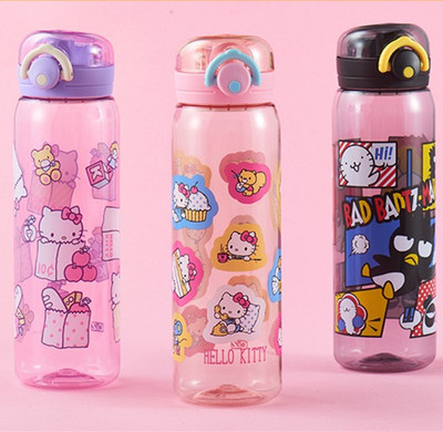 凯蒂猫夏季儿童小口直饮运动水壶学生塑料杯600ML水杯tritan材质