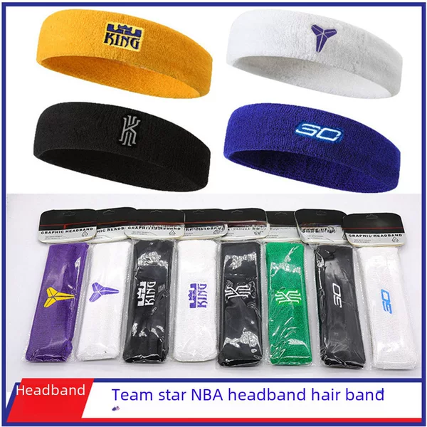 Kobe Bryant Basketball Headband Star Curry Irving Running Sweat-Absorbent Protection Fitness Headscarf Embroidered Men's Headband