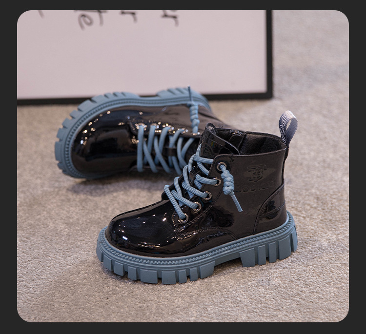 Botas martin para meninas 2023 primavera e outono novos meninos dois sapatos de inverno de algodão botas de couro mais botas curtas de lã_voghion.com
