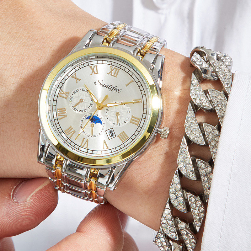 Reloj deportivo de moda reloj de los hombres pequeños de tres ojos calendario de seis pines reloj de cuarzo reloj de hombre impermeable reloj de los hombres