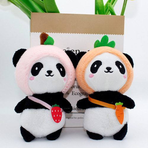 Creative Fruit Panda Plush Doll Backpack Keychain Car Key Pendant Bag Accessories Gift Toss