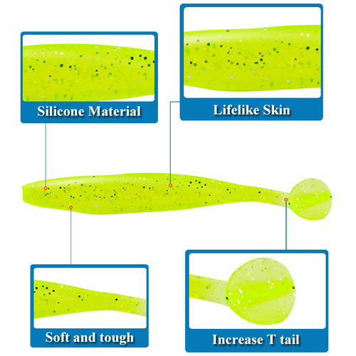 Soft bait freshwater T-tail fish 10 pieces/bag Lure soft worm lead head hook micro object far throw bass pike fake bait set 