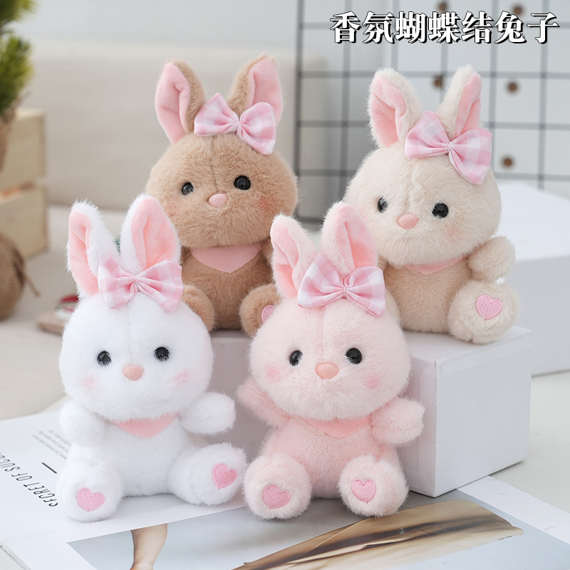 Cute Artificial Rabbit Animal Keychain Doll Plush Toy Kidsren Girl School Bag Pendant Cloth Doll Ornaments