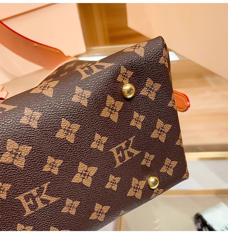 Túi tote nữ xách tay đeo vai phong cách cổ điển họa tiết monogram — nâu chi tiết 6