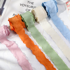 Seven Starry Valentine's Day Lace-Trimmed Ruffled Ribbon with Flared Hem, Fish-Tail Sheer Ribbon for Flower-Covered Cakes, Linen-Like Ribbon