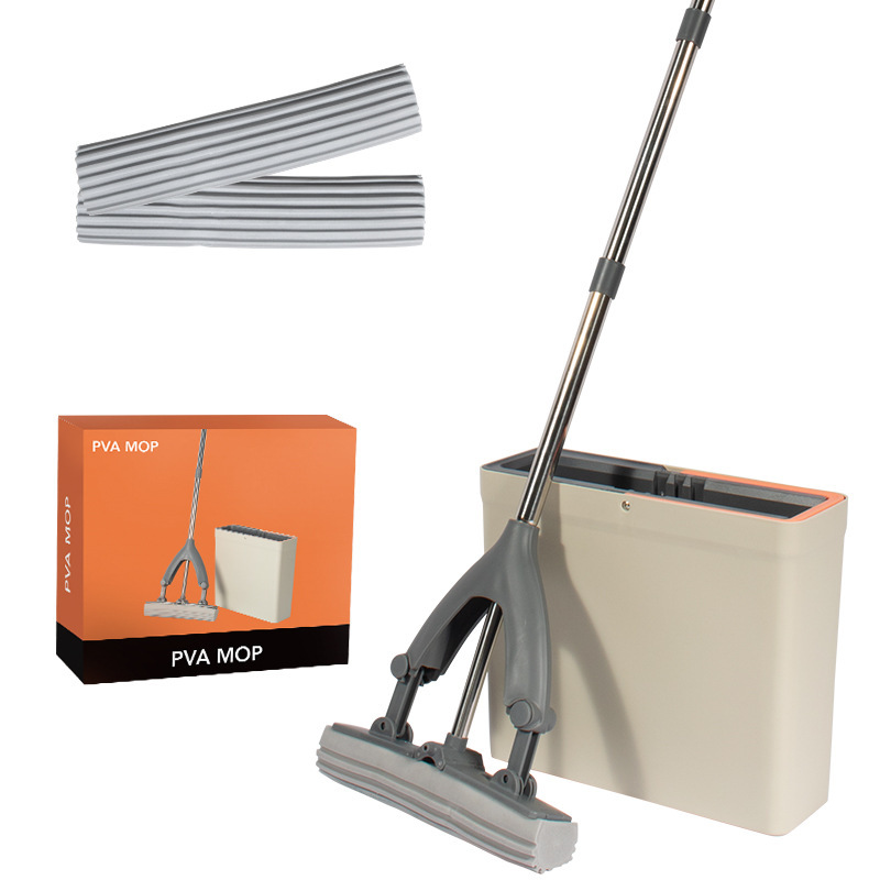 Pvamop Square Bucket Squeeze Collodion Mop Set Absorbent Sponge Mop Set Collodion Sponge Mop Mop