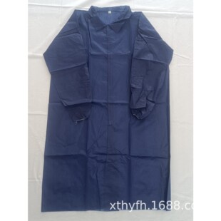 Factory Processing Non-woven Velcro Lab coat velco Single Collar Work Clothes visit coat Dark Blue coat