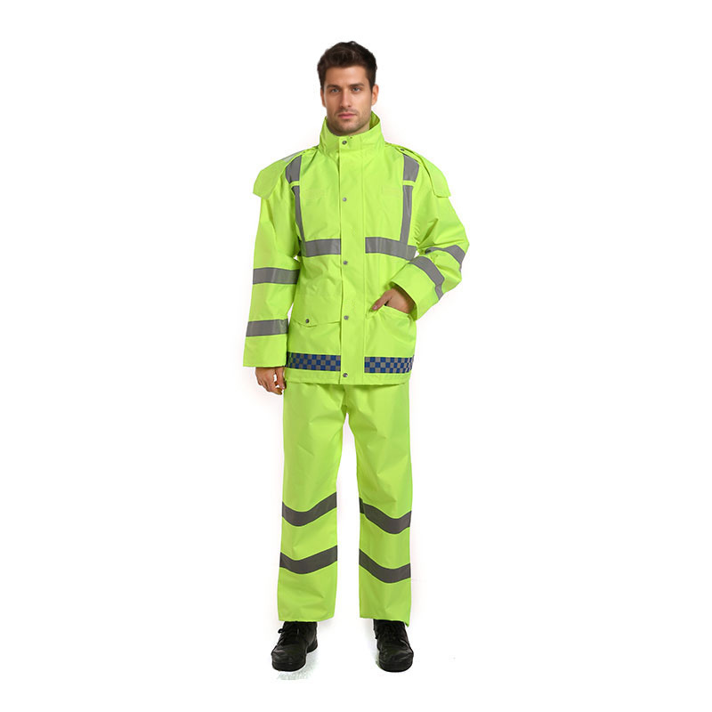 Capa de lluvia tipo split para adultos para llevar Capa de lluvia reflectante gruesa a prueba de tormentas al aire libre Doble capa de ciclismo protección laboral Capa de lluvia de comercio exterior
