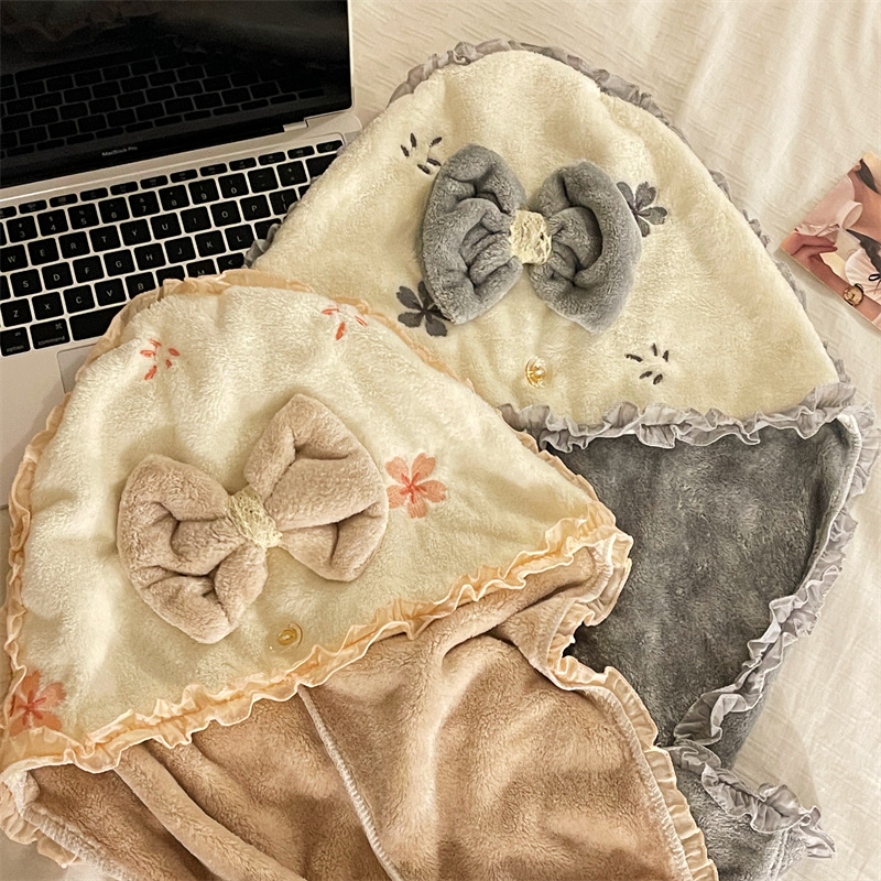 2024 nuevo lindo sombrero de cabello seco para mujeres super absorción de agua secado rápido paquete de pañuelo grueso para frotar el cabello largo toallas de cabello seco