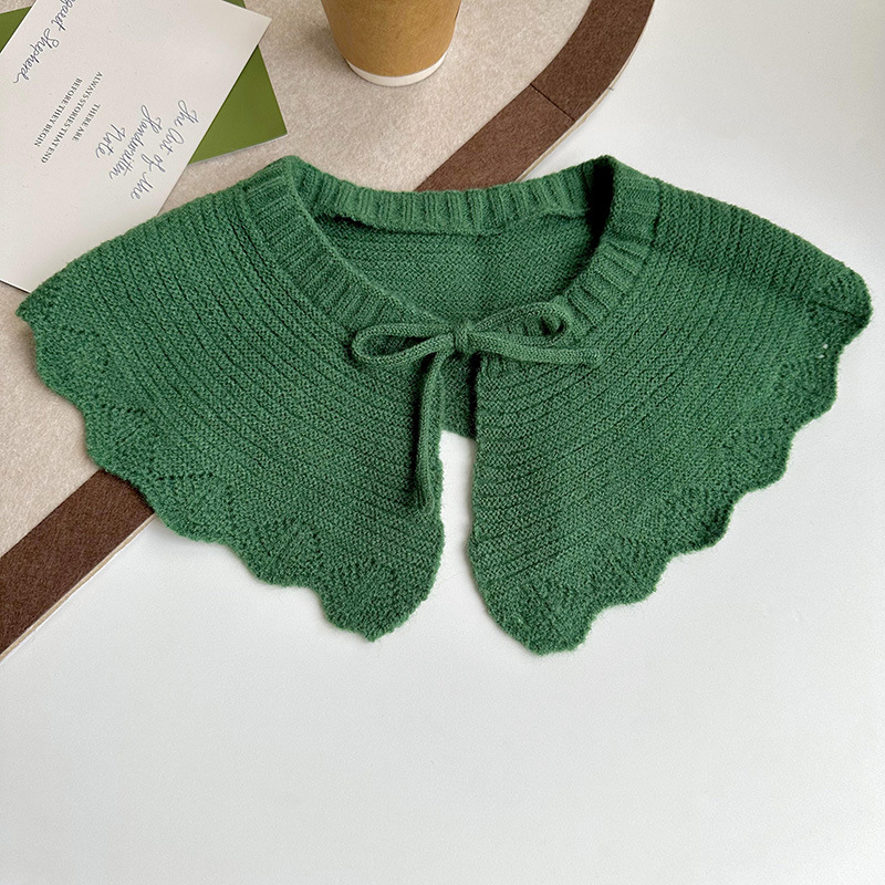 Nuevo chal de punto con cordones con volantes para mujer primavera y otoño desgaste exterior color sólido collar de muñeca reductor de edad cuello protección collar falso decorativo