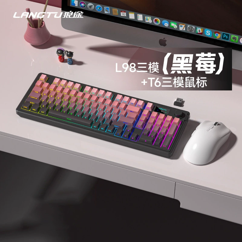 Волк L98 Проводной RGB высоко-значимый трехрежимный клавиатура Спортивная игра офис печать беспроводная тонкая пленка тихая клавиатура