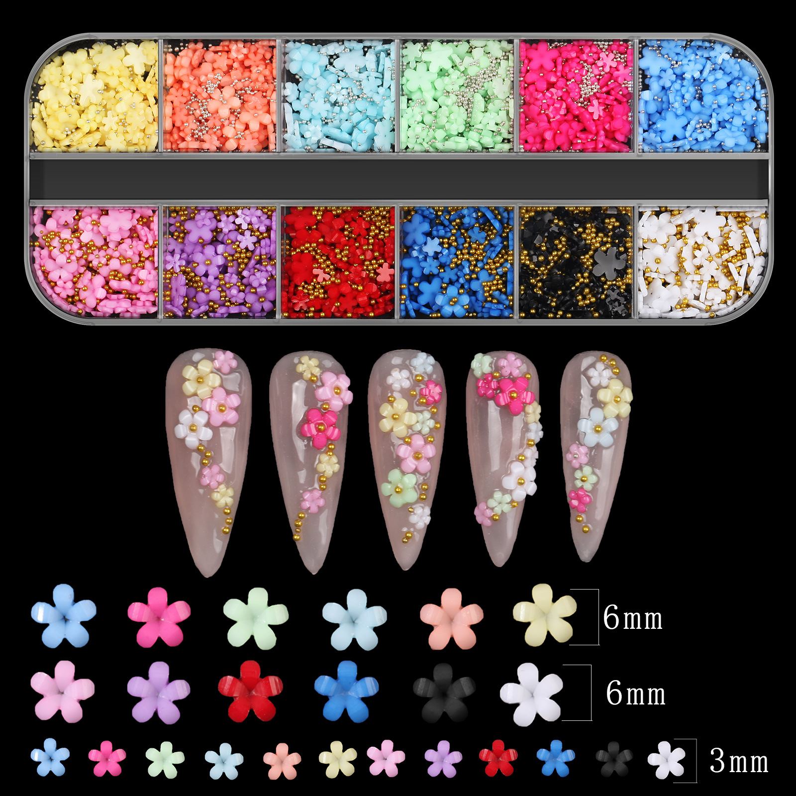 50g Weight Nail Decoration Accessories Nail Supplies Resin Material Flower, Butterfly Pattern Flower Butterfly Resin Nail Decoration Accessories 6