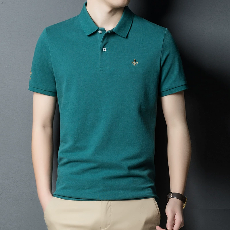 2021 Лето Новая дышащая футболка с лацканами, модная Молодежная футболка с короткими рукавами, производитель легкой мужской одежды