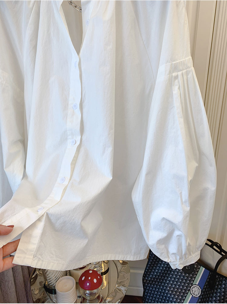 Spring Autumn Nw Womn's Clothing Rtro Frnch Styl Ruchd Puff Slv Loos Shirt Top For Womn Chic And Uniqu_ecoleips.com
