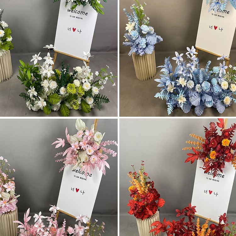 新款婚庆装饰地排花婚礼花艺T台路引花花酒店迎宾排花艺|undefined
