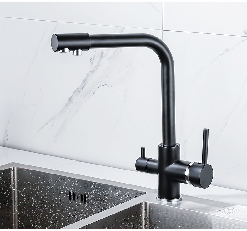 Three-in-one faucet, all-copper kitchen cold and hot dual-mode water purifier, direct drinking sink, washing basin, anti-splash gun, gray undefined