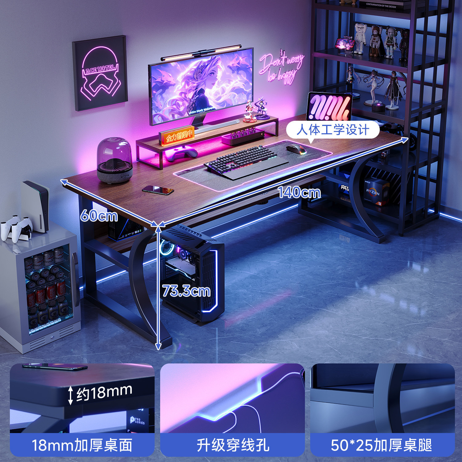 Mesa de madera maciza mesa de computadora de escritorio dormitorio mesa de oficina doméstica mesa de estudio mesa de trabajo brazo de sujeción