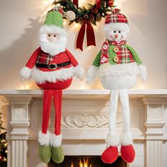 Christmas Snowman Novelty Cross-border Figure with Long Legs, Decoration Ornament, Santa Claus Doll, Window and Desk Decor