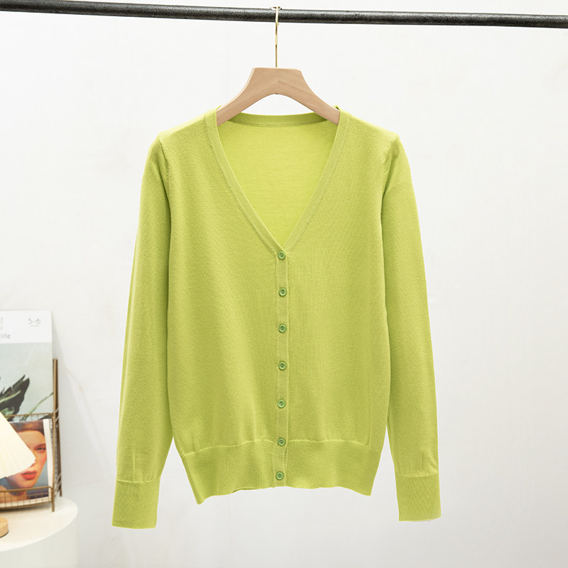 Knitted Thin Air-Conditioning Cardigan 2026 Spring and Autumn V-Neck Plus-Size Jacket Solid Color Versatile Unisex Top Cotton