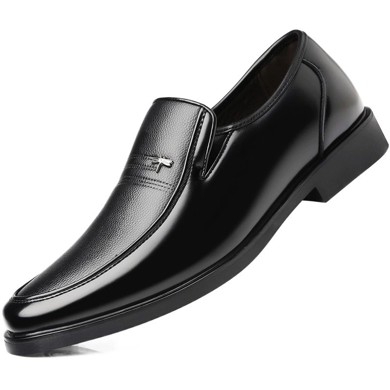 Повседневная кожаная обувь мужская летняя Натуральная кожа деловая официальная одежда мягкая кожа с мягким дном дышащая тонкая черная Мужская обувь среднего возраста