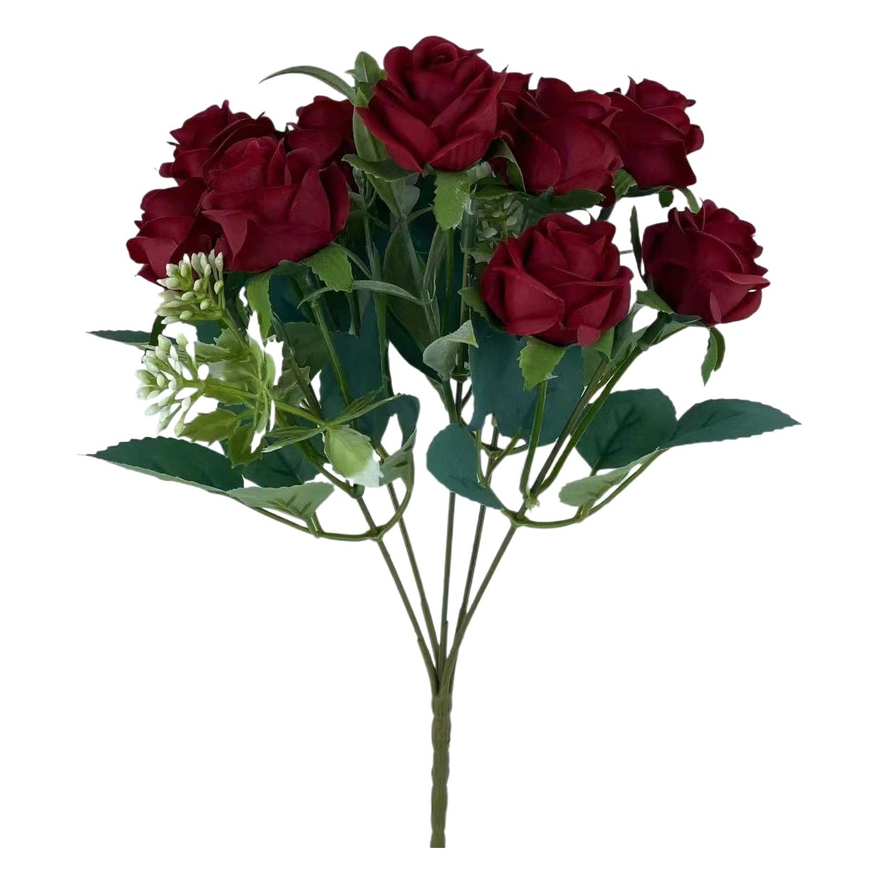 Nuevo comercio exterior al por mayor flor artificial boda mango ramo rosa sosteniendo flor pequeña manija flor decoración de alta gama rosa