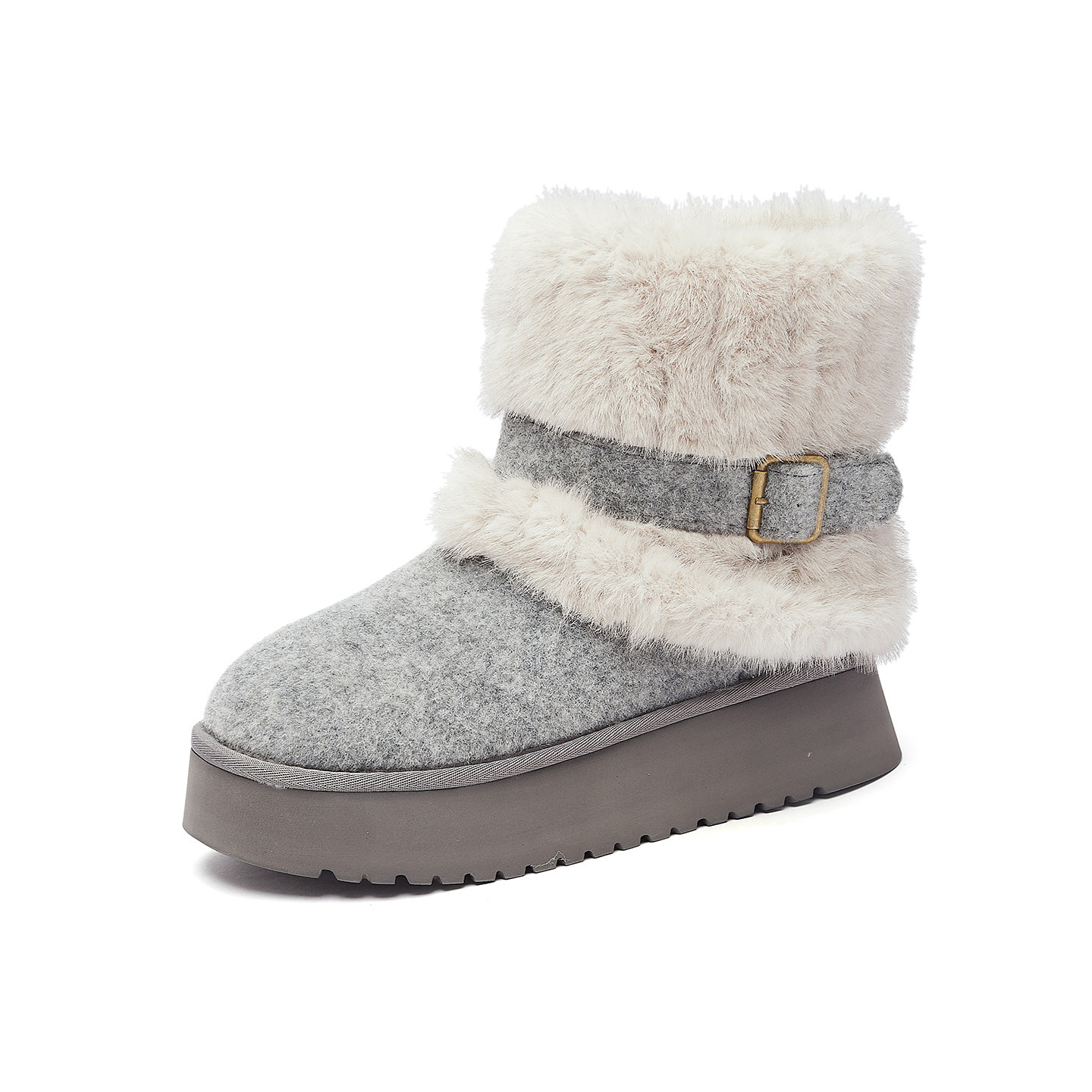 Augu Lion Dengjia veludo botas de nieve para mujeres 2025 nuevo invierno de moda con suela gruesa botas cortas casuales zapatos de algodón de peluche