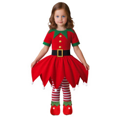 子供用エルフコスチューム クリスマスエルフコスチューム 子供用ホリデーパーティーパフォーマンス Cos パフォーマンススーツ