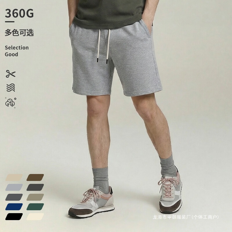 10-Color Heavyweight Summer Knit Pure Cotton Japanese-Style Retro Sports Drawstring Casual Shorts Sweatpants for Men Wholesale