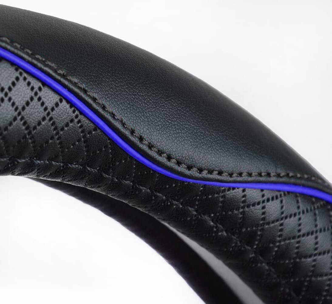 New Cross-Border Foreign Trade Car Steering Wheel Cover, Fashionable Diamond-Shaped Three-Dimensional Embossed Leather Car Handle Cover, Suitable for All Seasons