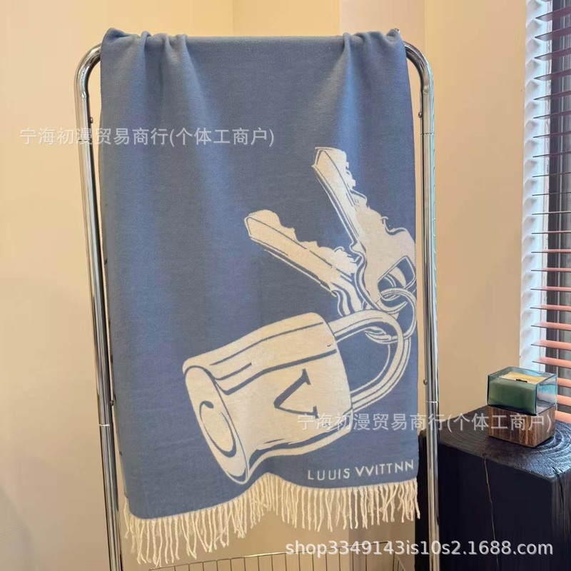 正确版本长双面仿羊绒围巾女高级感秋冬老花字母披肩加大保暖加厚|undefined