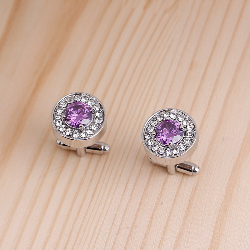 nuovi gemelli rotondi in cristallo con diamanti gemelli viola con zirconi per camicia_voghion.com
