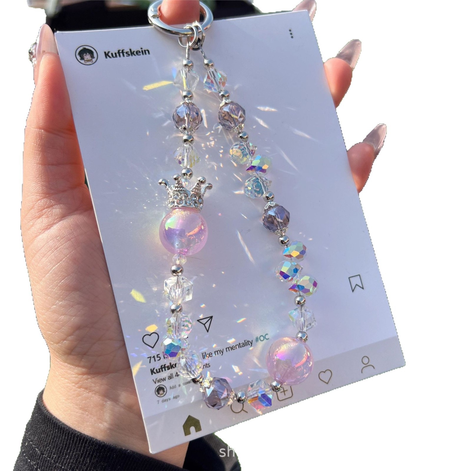 Cadena de teléfono móvil de alta carga colorida Heidi Bead Crown Crystal Bead Teléfono móvil Cordón Llavero Red de Internet Sense avanzado Mujer