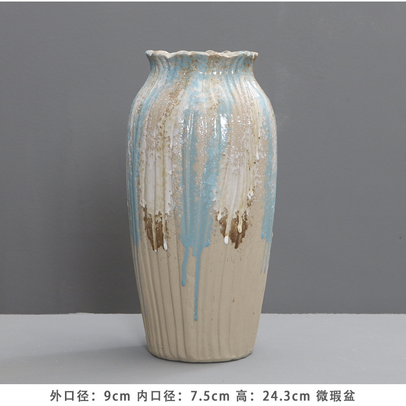 軽い豪華な陶磁器の花瓶の中国式の復古の客間は件の乾いた花の水を飾って生け花器の手作りの陶缶の花器の装飾を植えます。|undefined