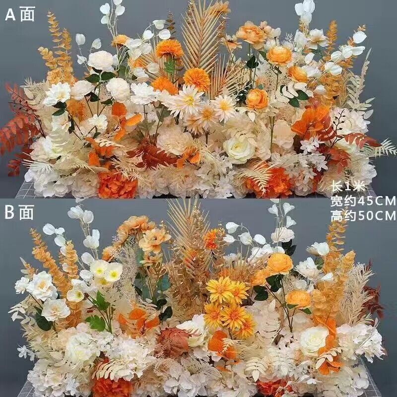 結婚祝いの大きいタイプの花を並べて絹の花の完成品の装飾をシミュレーションします。|undefined