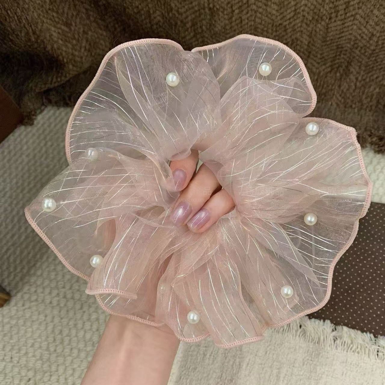 2026 nuevo estilo coreano super grande anillo de pelo intestino grande niñas de alto nivel de sensación de cabello de flores cuerdas de cabello de cordón de goma adornos para el cabello