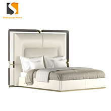 轻奢意式皮床真皮床现代简约双人床主卧家用软体床2米1.8米软包床