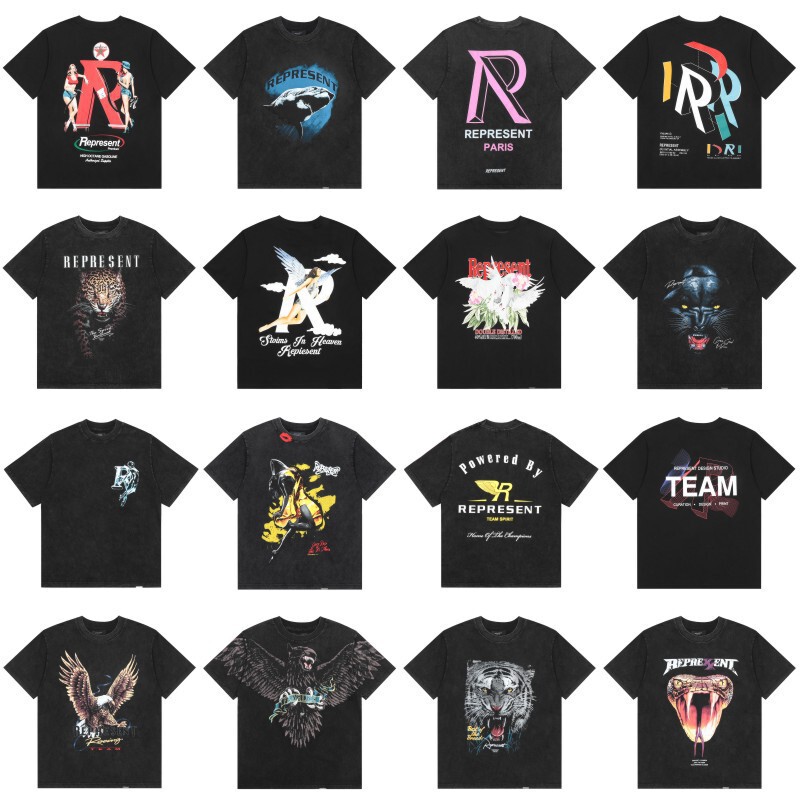 American Niche Fashion Brand Represent Heavyweight Short-Sleeve Men's Couple's Vintage High Street T-Shirt for Summer
